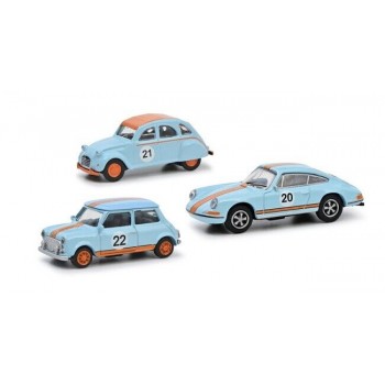 Schuco 26716 Vintage Racing Set (Mini Cooper/Citroen 2CV/Porche 911) 1:87