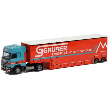 AWM 929241 Scania CR HD svsp. Meusburger Tiefbett Jumbo Gardinen PL Aufl Gruber Logistics