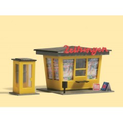 Auhagen 12340 Kiosk met telefooncel / Zeitungskiosk mit Telefonzelle