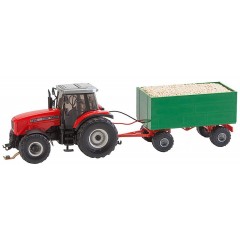 Faller 161588 Mf Tractor Met Haksel-Aanhanger Wiking H0