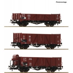 Roco 6600102 3er Set offene Güterag. DRB