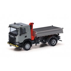 Herpa 318051 Scania XT17 S.kipper + kraan grijs 1:87