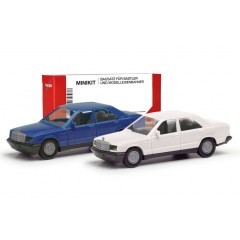 Herpa 012409-009 Mercedes Benz 190E, wit / blauw (Minikit 2 st.) 1:87