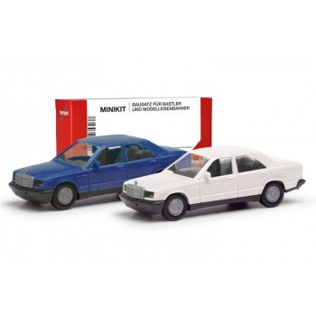 Herpa 012409-009 Mercedes Benz 190E, wit / blauw (Minikit 2 st.) 1:87