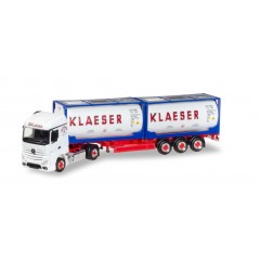 Herpa 929271 Mercedes Actros StreamSpace 2x20ft. Tankcontainer "Klaeser"