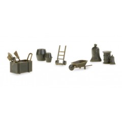 Herpa Military 745840 Schubkarren, Sackkarren, Fässer 1:87